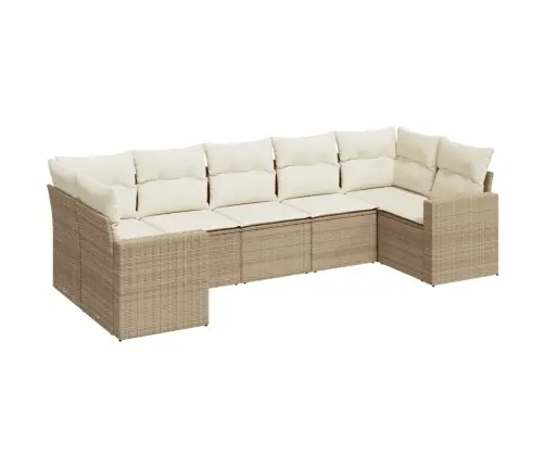 7-Daļīgs Dārza Dīvāna Komplekts, Matrači, Bēša Pe Rotangpalma Vidaxl