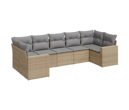 Sofos Komplektas Su Pagalvėlėmis, 7 Dalių, Smėlio, Poliratanas