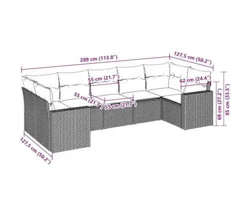 7-Daļīgs Dārza Dīvāna Komplekts,Matrači, Gaiši Pelēka Pe Pinums Vidaxl