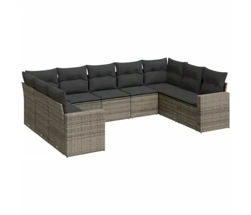 Sofos Komplektas Su Pagalvėlėmis, 9 Dalių, Pilkas, Poliratanas