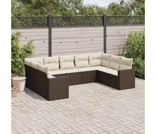 9-Daļīgs Dārza Dīvāna Komplekts, Matrači, Brūna Pe Rotangpalma Vidaxl