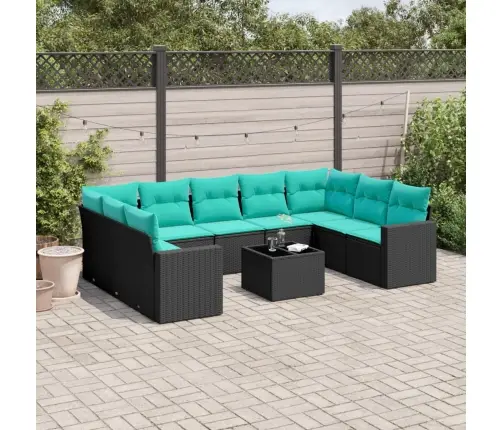 10-Daļīgs Dārza Dīvāna Komplekts Ar Matračiem Melna Rotangpalma Vidaxl