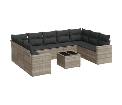 Sodo Komplektas Su Pagalvėlėmis, 10 Dalių, Pilkas, Poliratanas