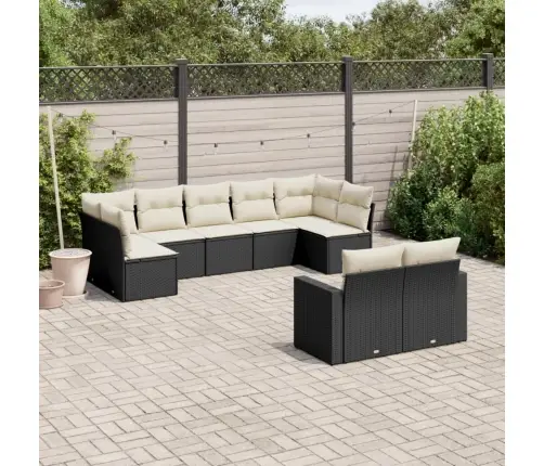 9-Daļīgs Dārza Dīvāna Komplekts, Matrači, Melna Pe Rotangpalma Vidaxl