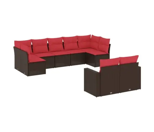 Sodo Komplektas Su Pagalvėlėmis, 9 Dalių, Rudas, Poliratanas