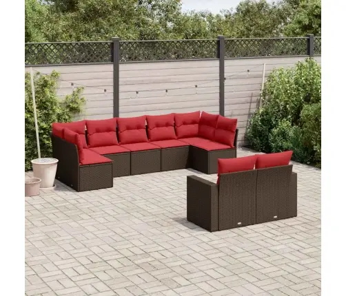 Sodo Komplektas Su Pagalvėlėmis, 9 Dalių, Rudas, Poliratanas