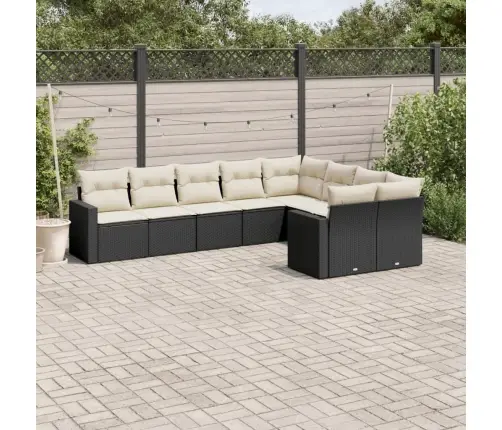 Sodo Komplektas Su Pagalvėlėmis, 9 Dalių, Juodas, Poliratanas