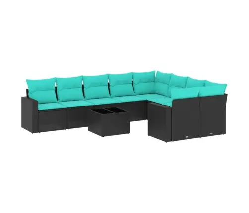 10-Osaline Aiadiivani Komplekt Patjadega, Must, Polürotang