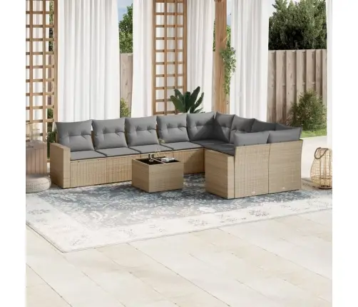 10-Osaline Aiadiivani Komplekt Patjadega, Beež, Polürotang