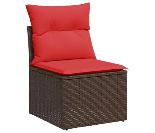 10-Daļīgs Dārza Dīvāna Komplekts, Matrači, Brūna Pe Rotangpalma Vidaxl