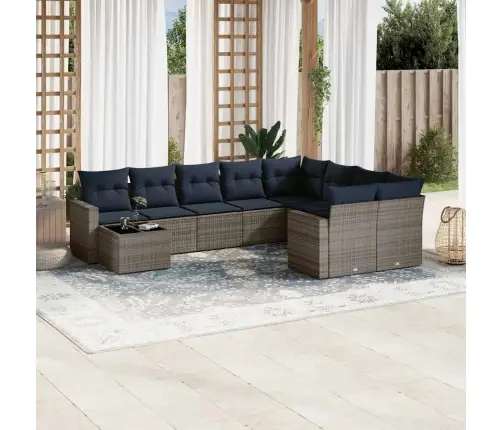 10Daļīgs Dārza Dīvāna Komplekts Ar Matračiem Pelēka Rotangpalma Vidaxl 10Daļīgs Dārza Dīvāna Komplekts Ar Matračiem Pelēka Rotangpalma Vidaxl