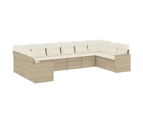 Sofos Komplektas Su Pagalvėlėmis, 10 Dalių, Smėlio, Poliratanas