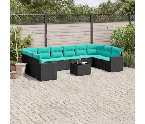 Sodo Komplektas Su Pagalvėlėmis, 11 Dalių, Juodas, Poliratanas