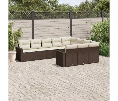 Sodo Komplektas Su Pagalvėlėmis, 10 Dalių, Rudas, Poliratanas