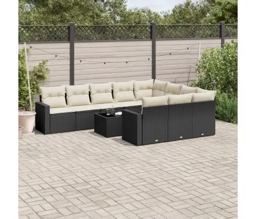 11-Daļīgs Dārza Dīvāna Komplekts, Matrači, Melna Pe Rotangpalma Vidaxl