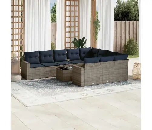 Sodo Komplektas Su Pagalvėlėmis, 11 Dalių, Pilkas, Poliratanas