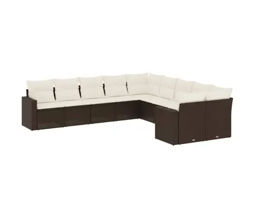 Sodo Komplektas Su Pagalvėlėmis, 10 Dalių, Rudas, Poliratanas