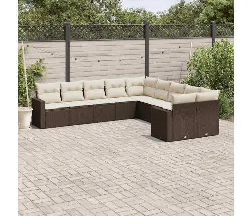 Sodo Komplektas Su Pagalvėlėmis, 10 Dalių, Rudas, Poliratanas