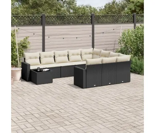 Sodo Komplektas Su Pagalvėlėmis, 11 Dalių, Juodas, Poliratanas