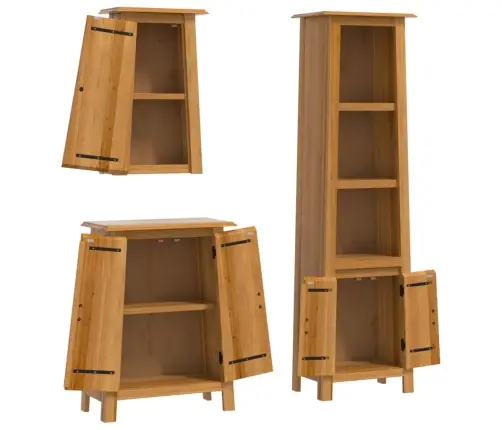 3-Daļīgs Vannasistabas Mēbeļu Komplekts, Priedes Masīvkoks Vidaxl