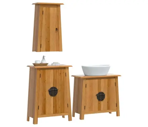 Vonios Kambario Baldų Komplektas, 3 Dalių, Pušies Masyvas