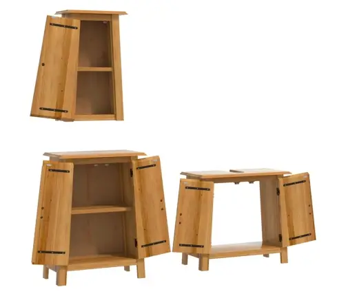 Vonios Kambario Baldų Komplektas, 3 Dalių, Pušies Masyvas