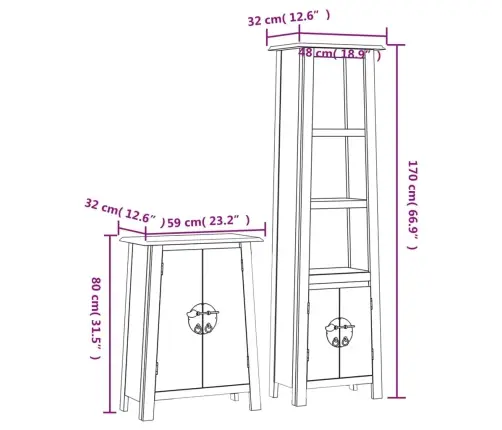 2-Daļīgs Vannasistabas Mēbeļu Komplekts, Priedes Masīvkoks Vidaxl 2-Daļīgs Vannasistabas Mēbeļu Komplekts, Priedes Masīvkoks Vidaxl