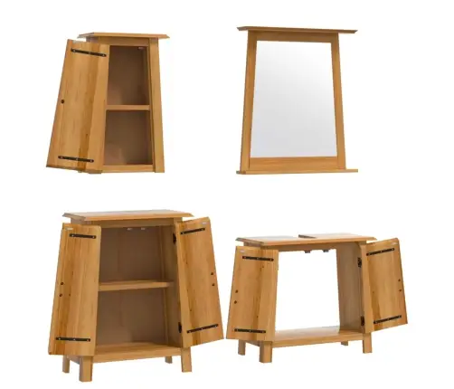 4-Daļīgs Vannasistabas Mēbeļu Komplekts, Priedes Masīvkoks Vidaxl 4-Daļīgs Vannasistabas Mēbeļu Komplekts, Priedes Masīvkoks Vidaxl