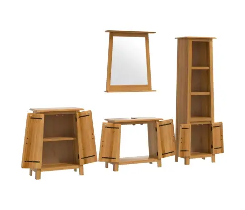 4-Daļīgs Vannasistabas Mēbeļu Komplekts, Priedes Masīvkoks Vidaxl