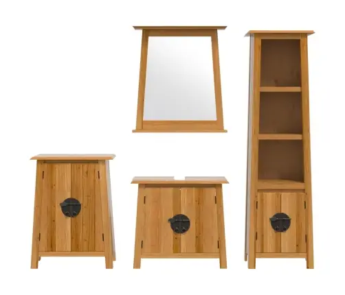4-Daļīgs Vannasistabas Mēbeļu Komplekts, Priedes Masīvkoks Vidaxl