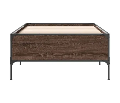 Gultas Rāmis, Brūna Ozola, 90X200 Cm, Inženierijas Koks, Metāls Vidaxl