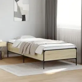 Lovos Rėmas, Ąžuolo, 90X190cm Apdirbta Mediena Ir Metalas Lovos Rėmas, Ąžuolo, 90X190cm Apdirbta Mediena Ir Metalas