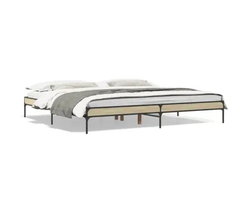 Gultas Rāmis, Ozola Krāsā, 200X200Cm, Inženierijas Koks, Metāls Vidaxl