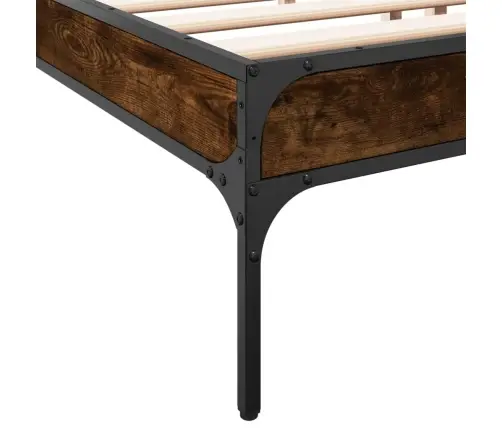 Gultas Rāmis, Ozola Krāsā, 200X200Cm, Inženierijas Koks, Metāls Vidaxl