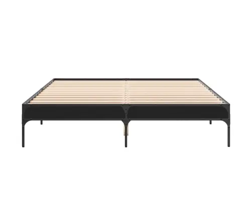 Gultas Rāmis, Melns, 150X200 Cm, Inženierijas Koks, Metāls Vidaxl