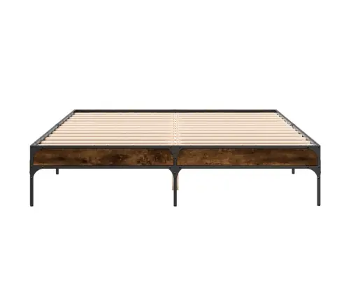 Gultas Rāmis, Ozola Krāsā, 150X200Cm, Inženierijas Koks, Metāls Vidaxl