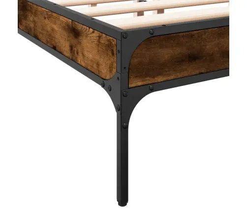 Gultas Rāmis, Ozola Krāsā, 150X200Cm, Inženierijas Koks, Metāls Vidaxl