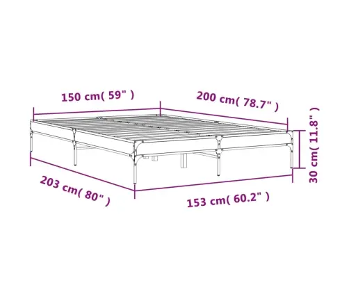 Lovos Rėmas, Pilkas Ąžuolo, 150X200cm Apdirbta Mediena/Metalas