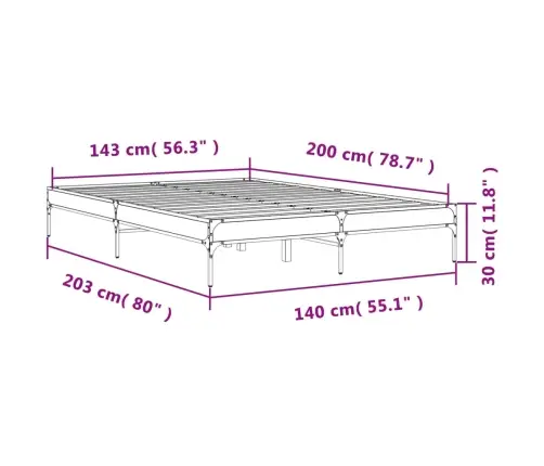 Lovos Rėmas, Rudas Ąžuolo, 140X200cm Apdirbta Mediena/Metalas