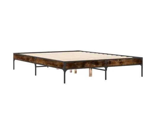 Voodiraam, Suitsutatud Tamm, 120 X 200 cm Tehispuit Ja Metall