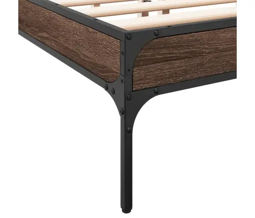 Voodiraam, Pruun Tamm, 120 X 200 cm Tehispuit Ja Metall