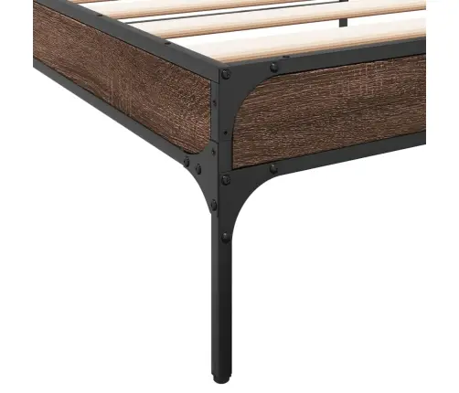Gultas Rāmis, Brūna Ozola, 100X200Cm, Inženierijas Koks, Metāls Vidaxl