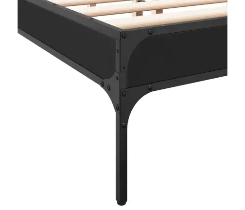 Lovos Rėmas, Juodas, 140X190cm Apdirbta Mediena Ir Metalas