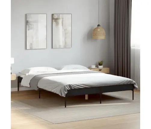 Lovos Rėmas, Juodas, 140X190cm Apdirbta Mediena Ir Metalas