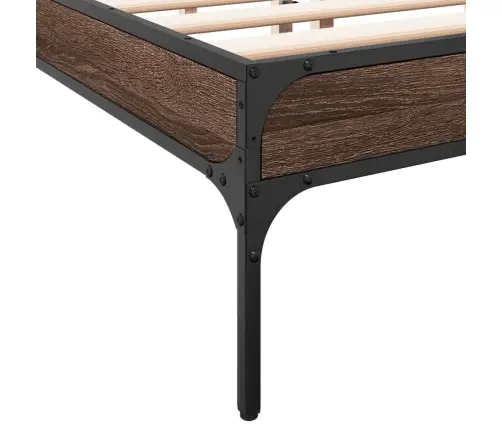 Voodiraam, Pruun Tamm, 135 X 190 cm Tehispuit Ja Metall