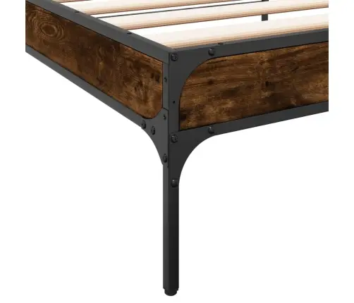 Gultas Rāmis, Ozola Krāsā, 90X190 Cm, Inženierijas Koks, Metāls Vidaxl