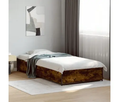 Voodiraam, Suitsutatud Tamm, 100 X 200 cm Tehispuit Ja Metall