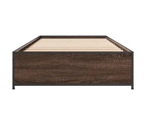 Voodiraam, Pruun Tamm, 90 X 200 cm Tehispuit Ja Metall