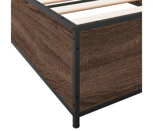 Voodiraam, Pruun Tamm, 90 X 200 cm Tehispuit Ja Metall