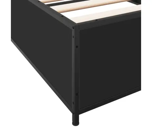 Voodiraam, Must, 90 X 190 cm Tehispuit Ja Metall